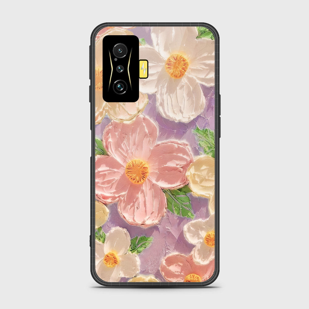 Xiaomi Poco F4 GT Cover - Floral Series - Design 11 - White & Green - HQ Ultra Shine Premium Infinity Glass Soft Silicon Borders Case