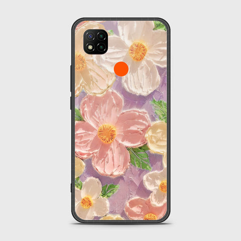 Xiaomi Redmi 9C Cover - Floral Series - Design 11 - White & Green - HQ Ultra Shine Premium Infinity Glass Soft Silicon Borders Case