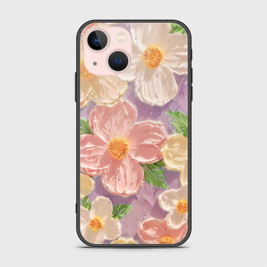 iPhone 14 Plus Cover - Floral Series - Design 11 - White & Green - HQ Ultra Shine Premium Infinity Glass Soft Silicon Borders Case