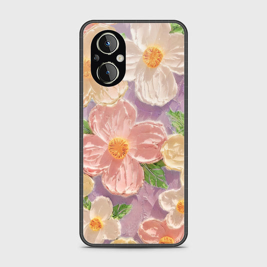 Oppo Reno 7 Lite Cover - Floral Series - Design 11 - White & Green - HQ Ultra Shine Premium Infinity Glass Soft Silicon Borders Case