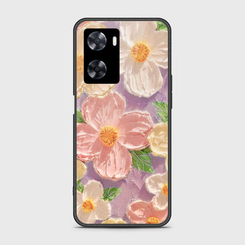 Oppo A57e Cover - Floral Series - Design 11 - White & Green - HQ Ultra Shine Premium Infinity Glass Soft Silicon Borders Case