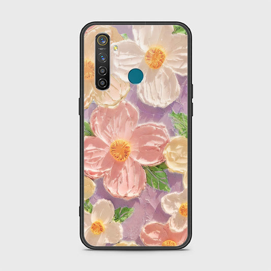 Realme 5 Pro Cover - Floral Series - Design 11 - White & Green - HQ Ultra Shine Premium Infinity Glass Soft Silicon Borders Case