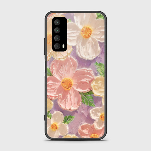 Huawei Y7a Cover - Floral Series - Design 11 - White & Green - HQ Ultra Shine Premium Infinity Glass Soft Silicon Borders Case