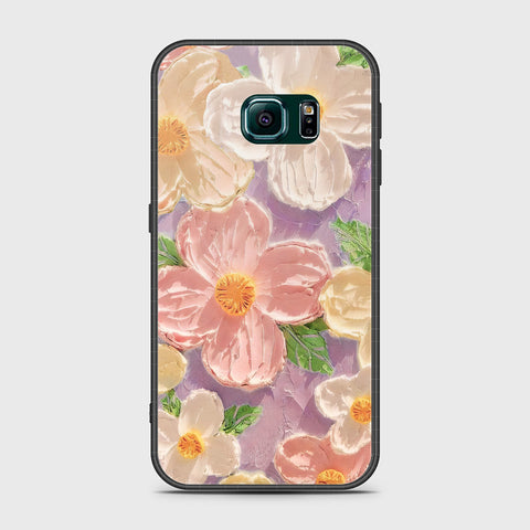 Samsung Galaxy S6 Edge Plus Cover - Floral Series - Design 11 - White & Green - HQ Ultra Shine Premium Infinity Glass Soft Silicon Borders Case