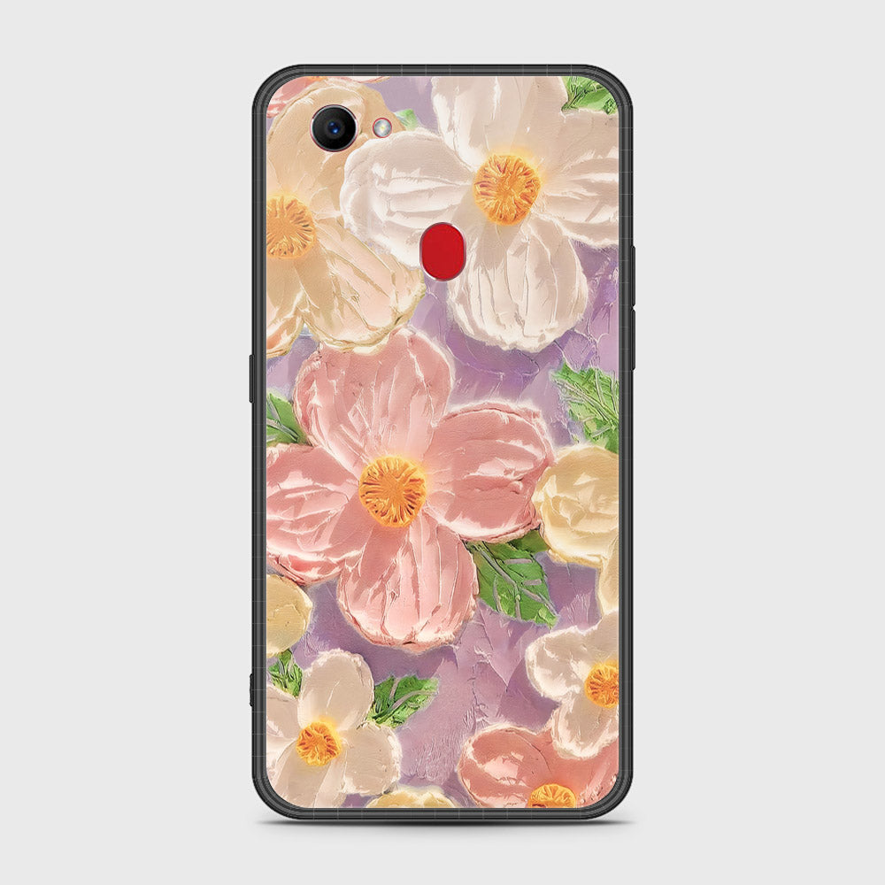 Oppo F7 Cover - Floral Series - Design 11 - White & Green - HQ Ultra Shine Premium Infinity Glass Soft Silicon Borders Case