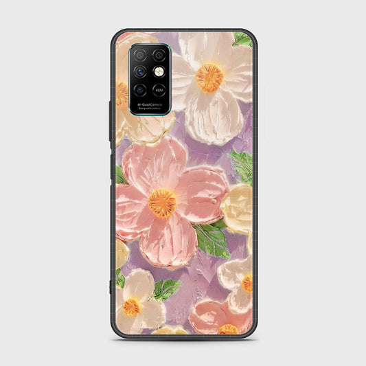 Infinix Note 8i Cover - Floral Series - Design 11 - White & Green - HQ Ultra Shine Premium Infinity Glass Soft Silicon Borders Case