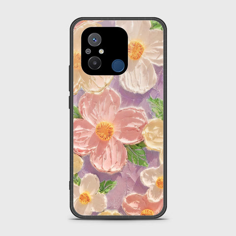 Xiaomi Poco C55 Cover - Floral Series - Design 11 - White & Green - HQ Ultra Shine Premium Infinity Glass Soft Silicon Borders Case