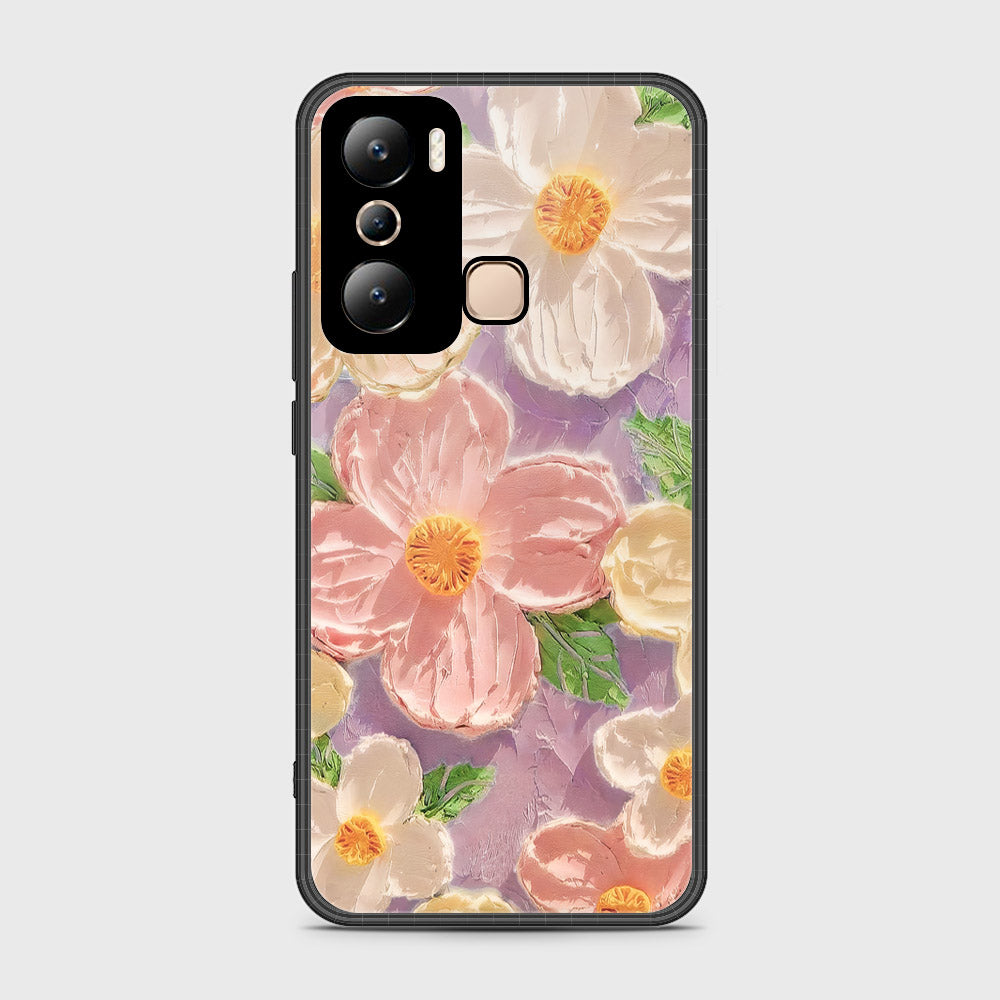 Infinix Hot 20i Cover - Floral Series - Design 11 - White & Green - HQ Ultra Shine Premium Infinity Glass Soft Silicon Borders Case