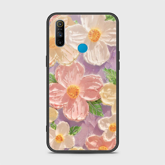 Realme 5s Cover - Floral Series - Design 11 - White & Green - HQ Ultra Shine Premium Infinity Glass Soft Silicon Borders Case