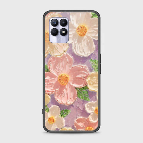 Realme 8i Cover - Floral Series - Design 11 - White & Green - HQ Ultra Shine Premium Infinity Glass Soft Silicon Borders Case