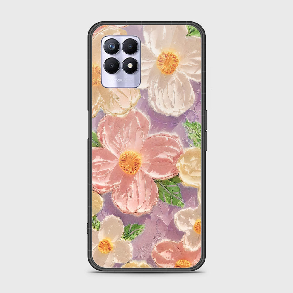 Realme Narzo 50 4G Cover - Floral Series - Design 11 - White & Green - HQ Ultra Shine Premium Infinity Glass Soft Silicon Borders Case