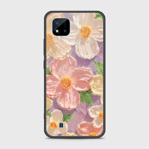 Realme Narzo 50i Cover - Floral Series - Design 11 - White & Green - HQ Ultra Shine Premium Infinity Glass Soft Silicon Borders Case