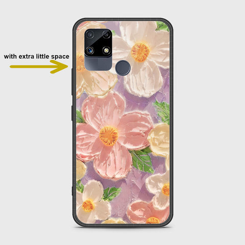 Realme C25s Cover - Floral Series - Design 11 - White & Green - HQ Ultra Shine Premium Infinity Glass Soft Silicon Borders Case