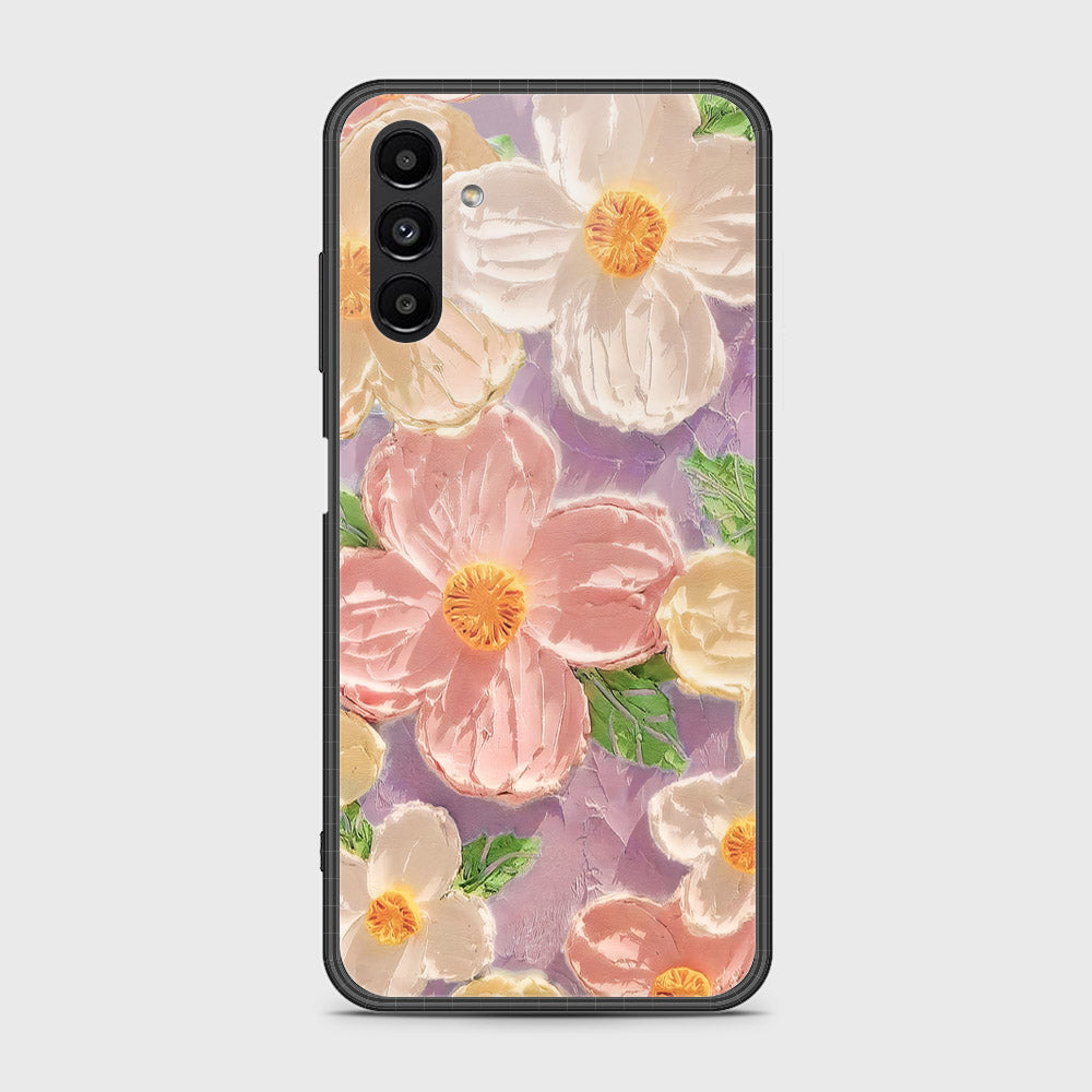 Samsung Galaxy A04s Cover - Floral Series - Design 11 - White & Green - HQ Ultra Shine Premium Infinity Glass Soft Silicon Borders Case