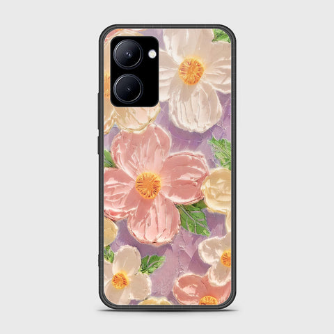 Realme C33 Cover - Floral Series - Design 11 - White & Green - HQ Ultra Shine Premium Infinity Glass Soft Silicon Borders Case