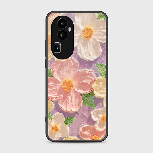 Oppo Reno 10 Pro Plus Cover - Floral Series - Design 11 - White & Green - HQ Ultra Shine Premium Infinity Glass Soft Silicon Borders Case