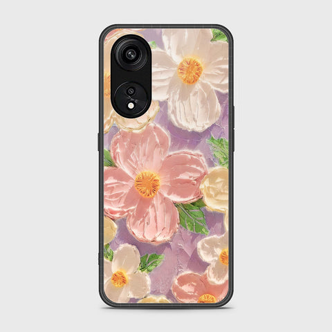 Oppo A1 Pro Cover - Floral Series - Design 11 - White & Green - HQ Ultra Shine Premium Infinity Glass Soft Silicon Borders Case