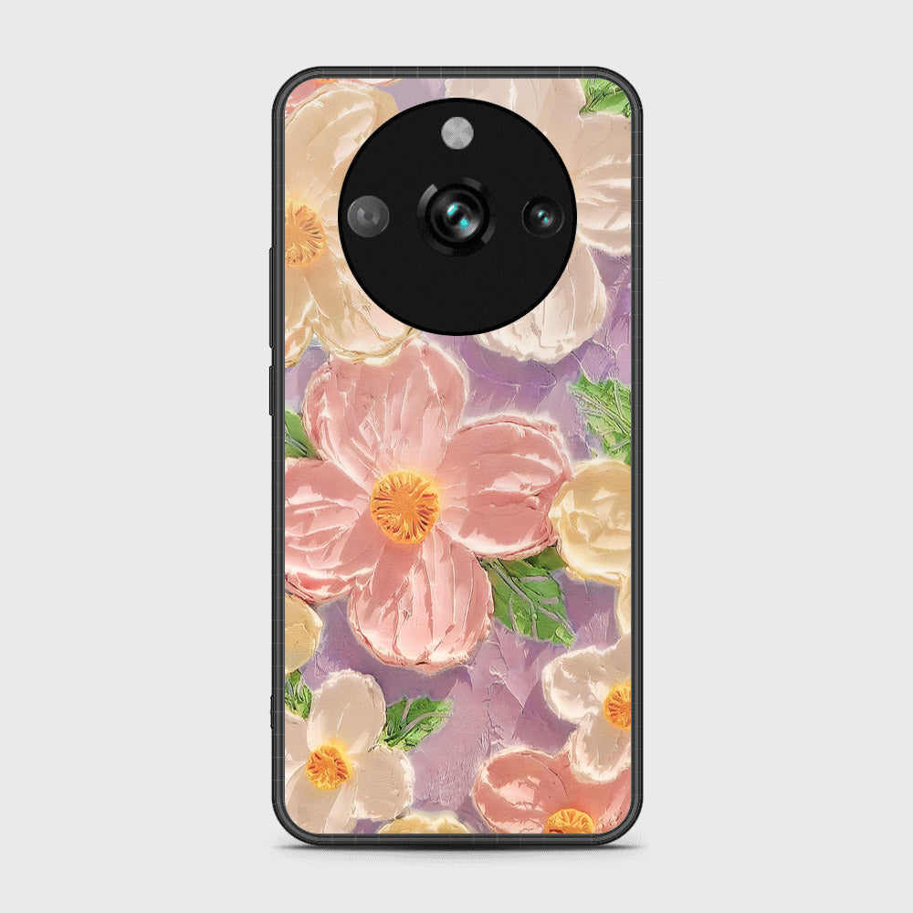 Realme 11 Pro Cover - Floral Series - Design 11 - White & Green - HQ Ultra Shine Premium Infinity Glass Soft Silicon Borders Case