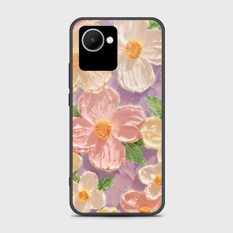 Realme C30 Cover - Floral Series - Design 11 - White & Green - HQ Ultra Shine Premium Infinity Glass Soft Silicon Borders Case