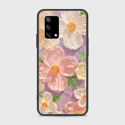 Oppo A74 Cover - Floral Series - Design 11 - White & Green - HQ Ultra Shine Premium Infinity Glass Soft Silicon Borders Case