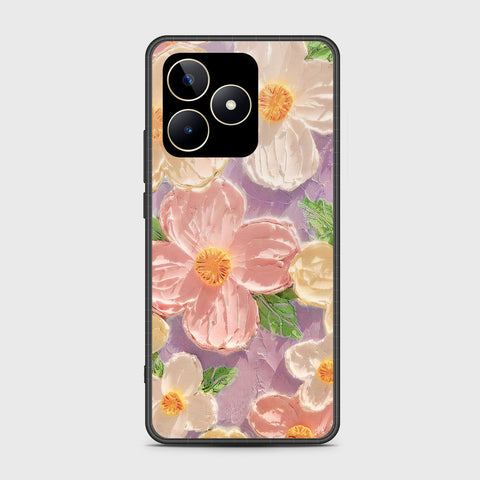 Realme Narzo N53 Cover - Floral Series - Design 11 - White & Green - HQ Ultra Shine Premium Infinity Glass Soft Silicon Borders Case