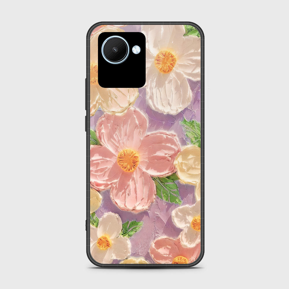 Realme C30s Cover - Floral Series - Design 11 - White & Green - HQ Ultra Shine Premium Infinity Glass Soft Silicon Borders Case