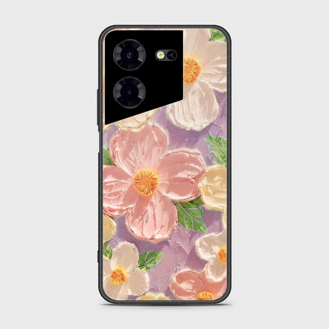 Tecno Pova 5 Pro Cover - Floral Series - Design 11 - White & Green - HQ Ultra Shine Premium Infinity Glass Soft Silicon Borders Case