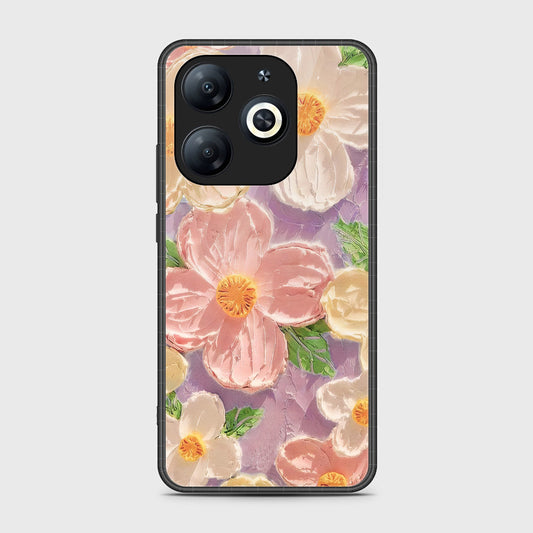 Infinix Smart 8 HD Cover - Floral Series - Design 11 - White & Green - HQ Ultra Shine Premium Infinity Glass Soft Silicon Borders Case