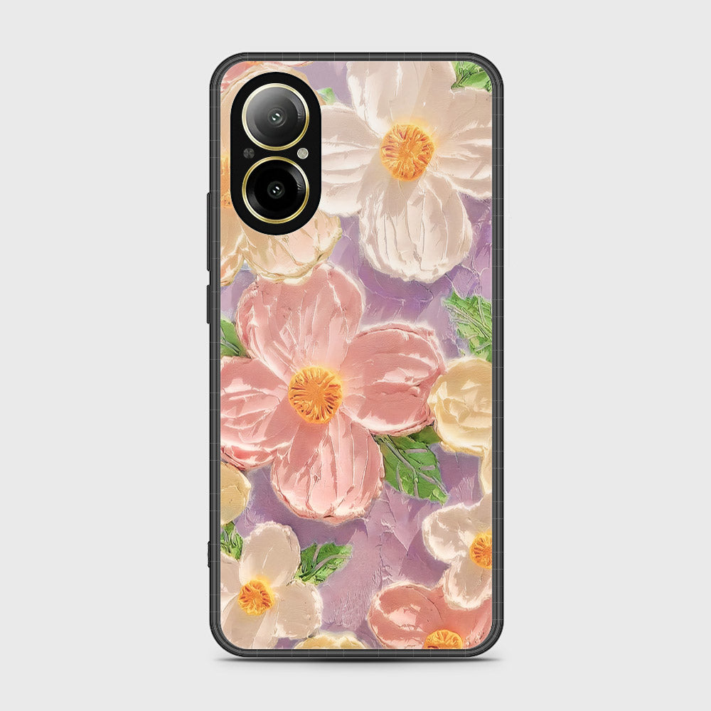 Realme C67 4G Cover - Floral Series - Design 11 - White & Green - HQ Ultra Shine Premium Infinity Glass Soft Silicon Borders Case