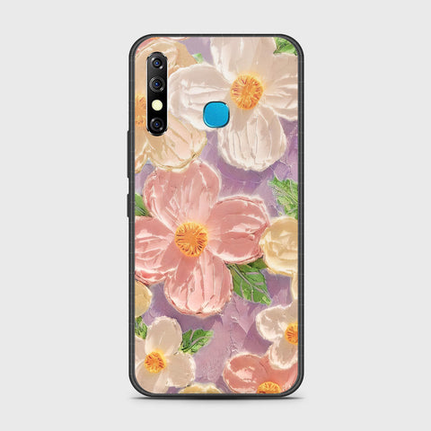 Infinix Hot 8 Cover - Floral Series - Design 11 - White & Green - HQ Ultra Shine Premium Infinity Glass Soft Silicon Borders Case