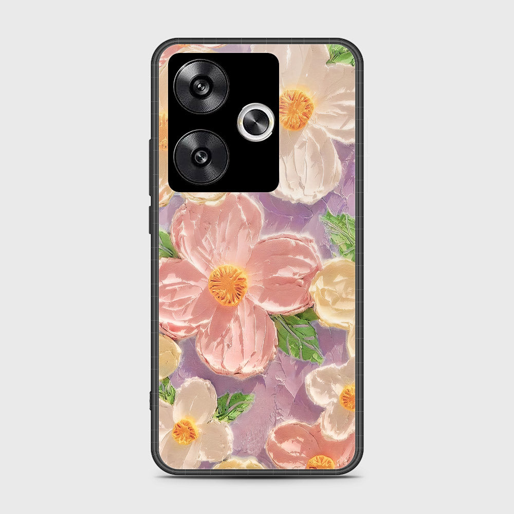 Xiaomi Redmi Turbo 3 Cover - Floral Series - Design 11 - White & Green - HQ Ultra Shine Premium Infinity Glass Soft Silicon Borders Case