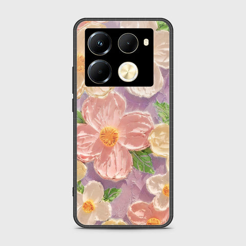 Infinix Note 40 Pro Plus Cover - Floral Series - Design 11 - White & Green - HQ Ultra Shine Premium Infinity Glass Soft Silicon Borders Case