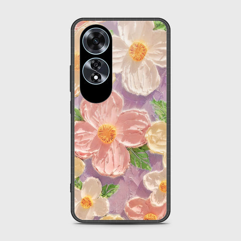 Oppo A60 Cover - Floral Series - Design 11 - White & Green - HQ Ultra Shine Premium Infinity Glass Soft Silicon Borders Case