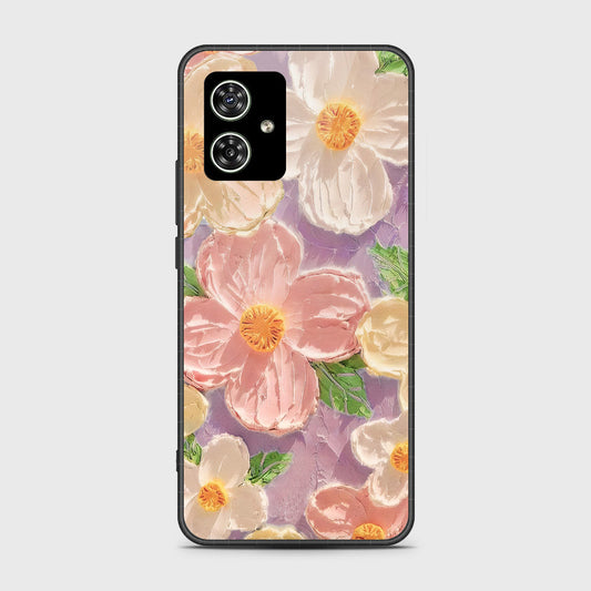 Motorola Moto G54 Cover - Floral Series - Design 11 - White & Green - HQ Ultra Shine Premium Infinity Glass Soft Silicon Borders Case