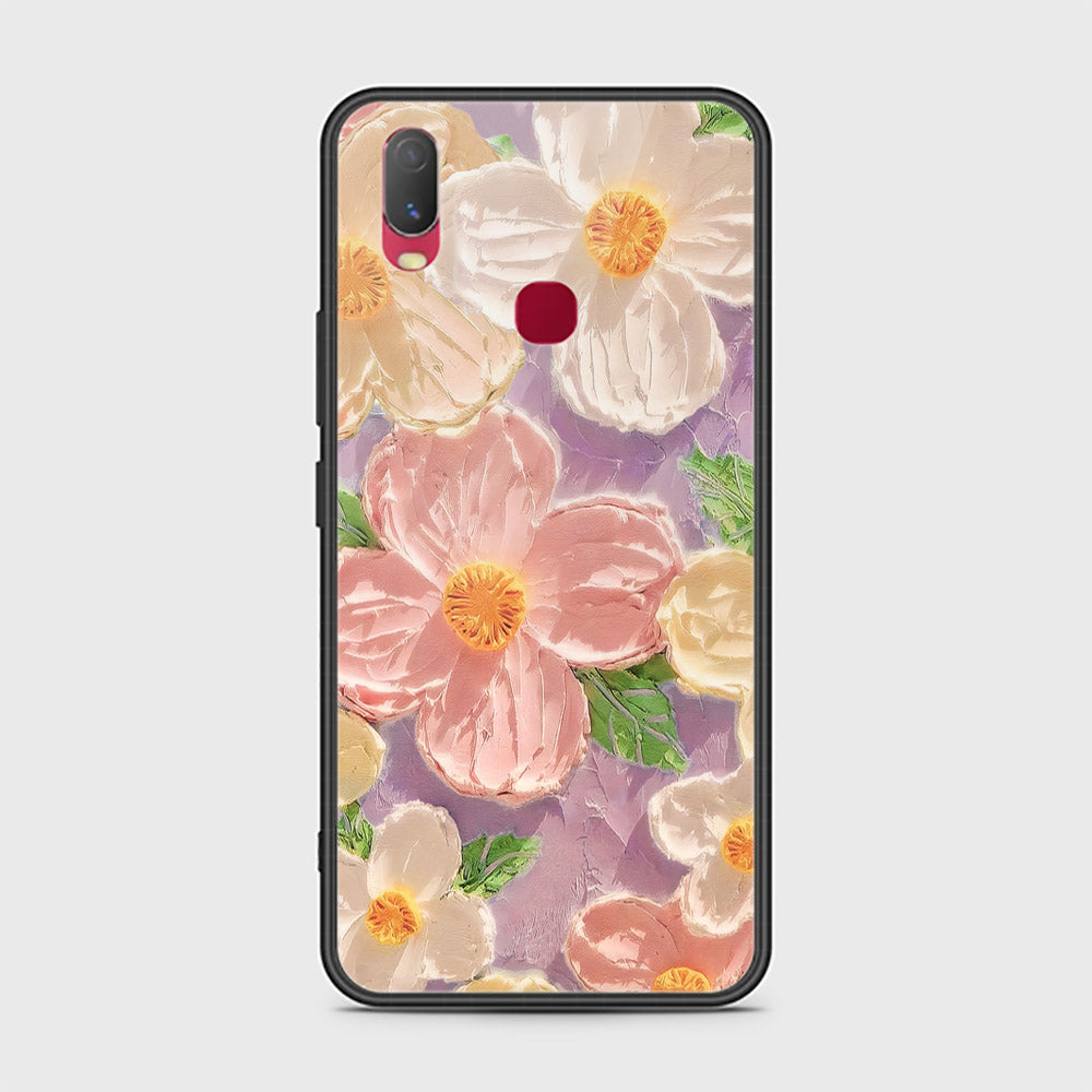 vivo Y11 (2019) Cover - Floral Series - Design 11 - White & Green - HQ Ultra Shine Premium Infinity Glass Soft Silicon Borders Case