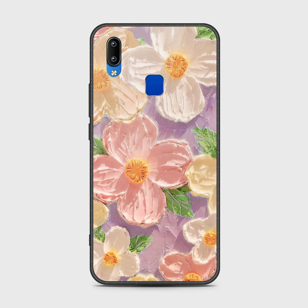 Vivo Y91i Cover - Floral Series - Design 11 - White & Green - HQ Ultra Shine Premium Infinity Glass Soft Silicon Borders Case