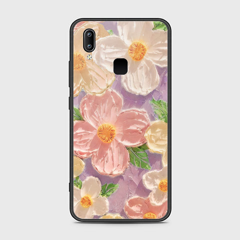 Vivo V9 / V9 Youth Cover - Floral Series - Design 11 - White & Green - HQ Ultra Shine Premium Infinity Glass Soft Silicon Borders Case