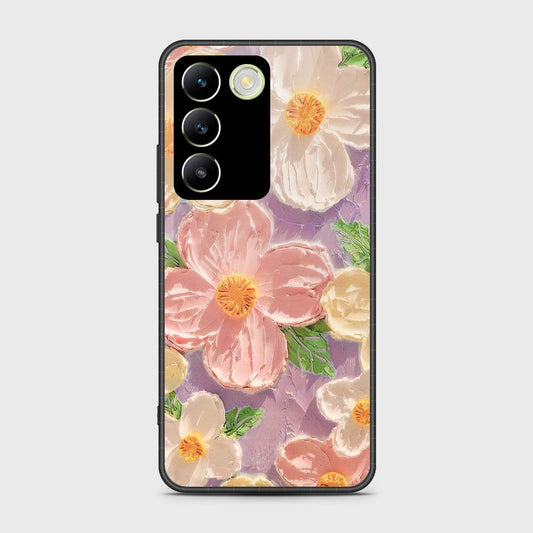 Vivo V30 Lite 4G Cover - Floral Series - Design 11 - White & Green - HQ Ultra Shine Premium Infinity Glass Soft Silicon Borders Case