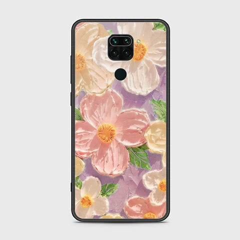 Xiaomi Redmi Note 9 Cover - Floral Series - Design 11 - White & Green - HQ Ultra Shine Premium Infinity Glass Soft Silicon Borders Case