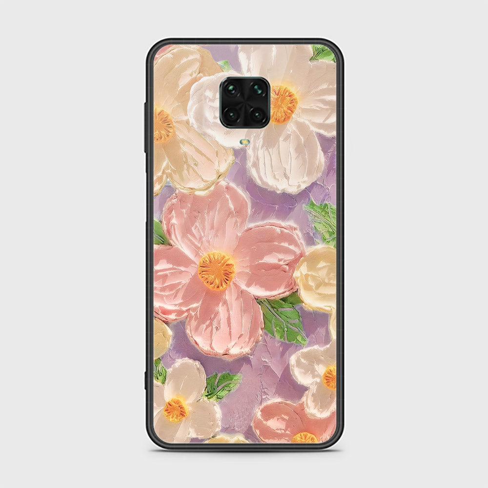 Xiaomi Redmi Note 9S Cover - Floral Series - Design 11 - White & Green - HQ Ultra Shine Premium Infinity Glass Soft Silicon Borders Case