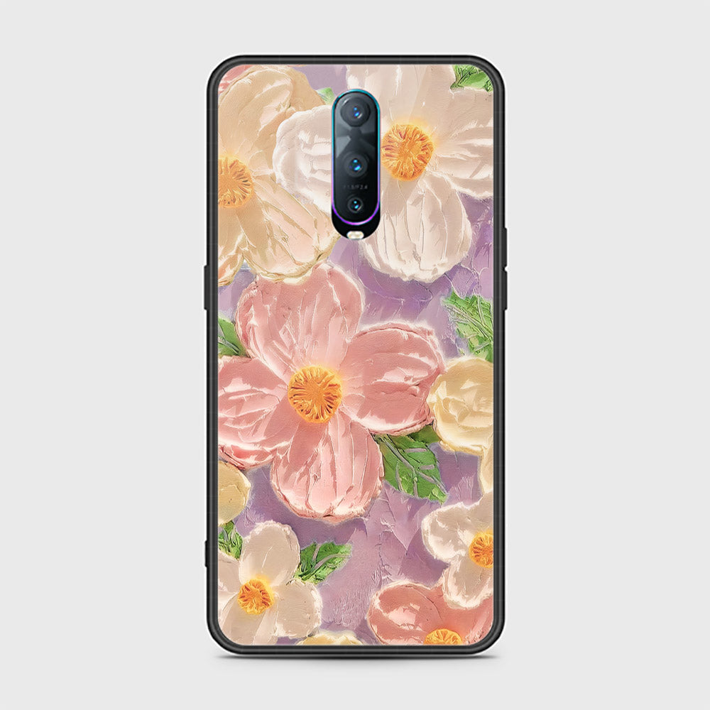 Oppo R17 Pro Cover - Floral Series - Design 11 - White & Green - HQ Ultra Shine Premium Infinity Glass Soft Silicon Borders Case