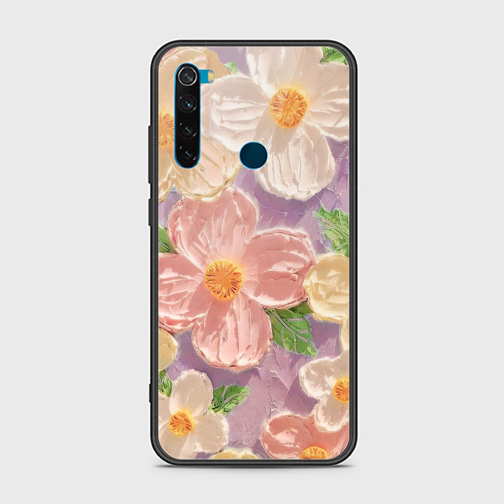 Xiaomi Redmi Note 8 Cover - Floral Series - Design 11 - White & Green - HQ Ultra Shine Premium Infinity Glass Soft Silicon Borders Case