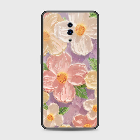 Oppo Reno Cover - Floral Series - Design 11 - White & Green - HQ Ultra Shine Premium Infinity Glass Soft Silicon Borders Case