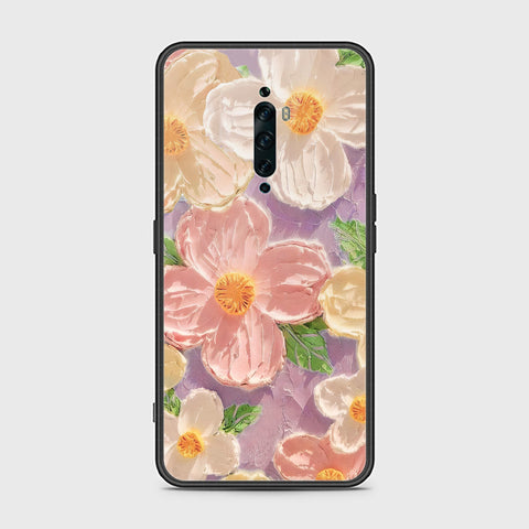 Oppo Reno 2Z Cover - Floral Series - Design 11 - White & Green - HQ Ultra Shine Premium Infinity Glass Soft Silicon Borders Case