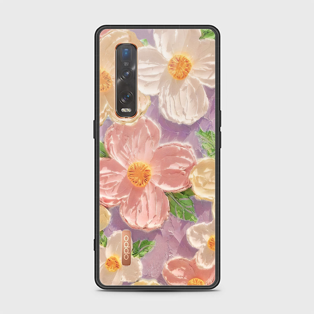 Oppo Find X2 Pro Cover - Floral Series - Design 11 - White & Green - HQ Ultra Shine Premium Infinity Glass Soft Silicon Borders Case