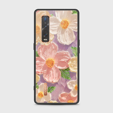 Oppo Find X2 Pro Cover - Floral Series - Design 11 - White & Green - HQ Ultra Shine Premium Infinity Glass Soft Silicon Borders Case