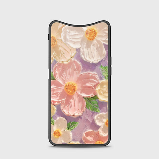 Oppo Find X Cover - Floral Series - Design 11 - White & Green - HQ Ultra Shine Premium Infinity Glass Soft Silicon Borders Case