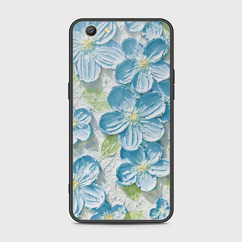 Oppo A59 Cover - Floral Series - Design 12 - Grey & Green - HQ Ultra Shine Premium Infinity Glass Soft Silicon Borders Case