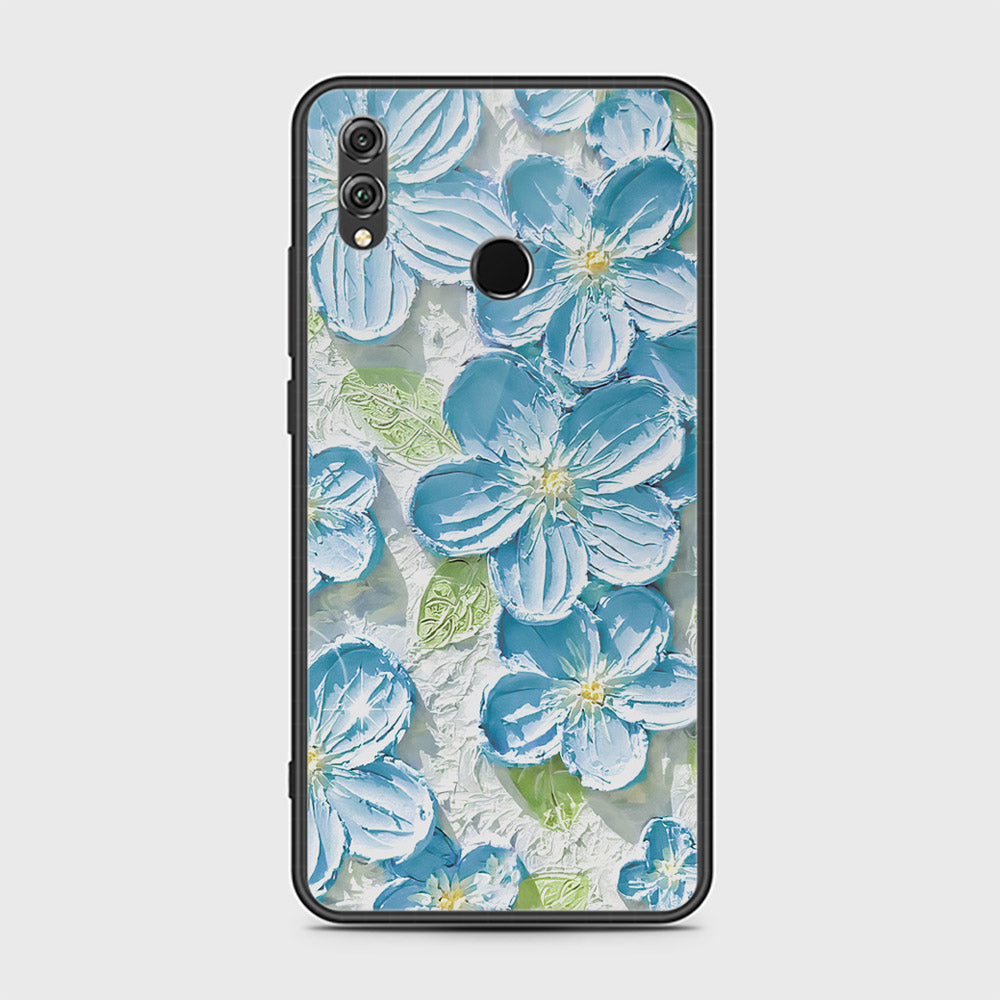 Huawei Honor 8X Cover - Floral Series - Design 12 - Grey & Green - HQ Ultra Shine Premium Infinity Glass Soft Silicon Borders Case