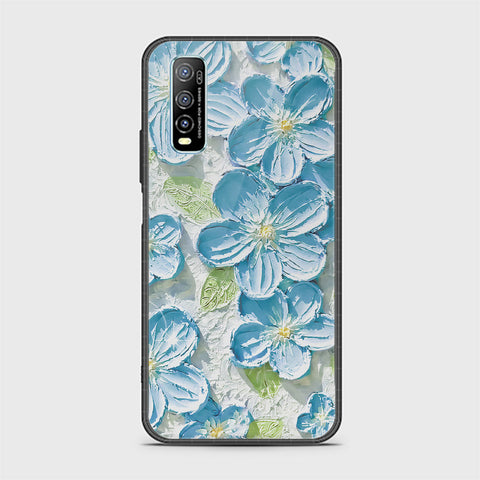 Vivo Y70s Cover - Floral Series - Design 12 - Grey & Green - HQ Ultra Shine Premium Infinity Glass Soft Silicon Borders Case